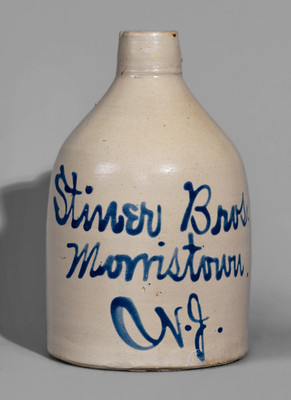Half-Gallon Morristown, NJ Stoneware Advertising Jug attrib. Fulper Pottery, Flemington