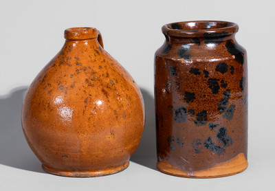 Two Pieces of Manganese-Decorated American Redware, 19th century