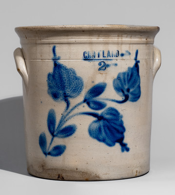 Two-Gallon CORTLAND, New York Stoneware Crock, circa 1867-69