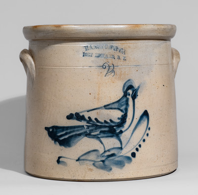 Two-Gallon HAXSTUN & CO. / FORT EDWARD, N.Y. Stoneware Bird Crock