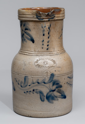 Rare D.P. SHENFELDER / READING, PA Stoneware Pitcher, c1875