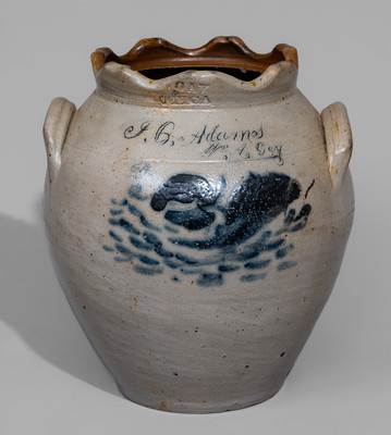 Exceedingly Rare and Important John Quincy Adams Stoneware Jar by 