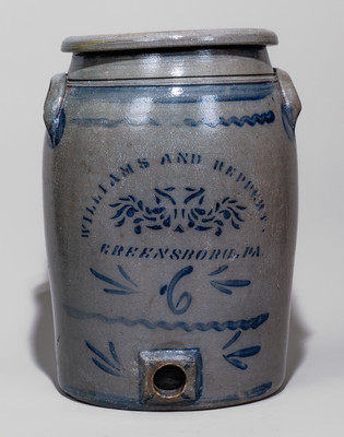 Rare WILLIAMS AND REPPERT / GREENSBORO, PA Six-Gallon Stoneware Water Cooler