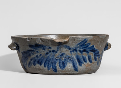 Important and Unique TILDON EASTON, Alexandria, VA Stoneware Milk Pan, 1841-43