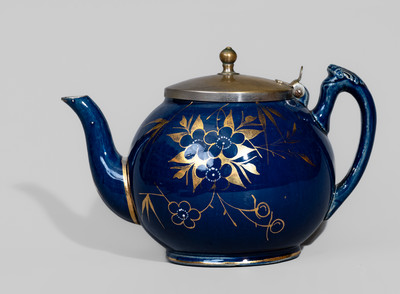 Attrib. J.E. Jeffords, Philadelphia, PA Blue-Glazed Porcelain Teapot, c1880