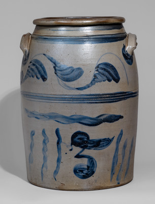 Scarce Five-Gallon N. COOPER / MAYSVILLE, KY Stoneware Jar w/ Elaborate Cobalt Floral Decoration