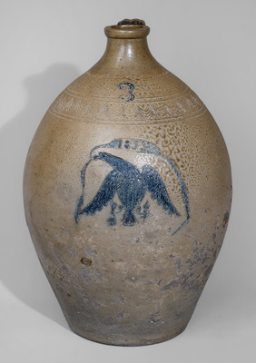 Exceedingly Rare and Important Chester Webster, Randolph County, NC Stoneware Federal Eagle Jug, Dated 1853