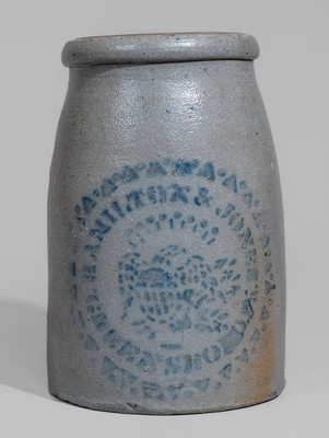 HAMILTON & JONES / GREENSBORO, Pa. Stoneware Canning Jar w/ Stenciled Federal Eagle Motif