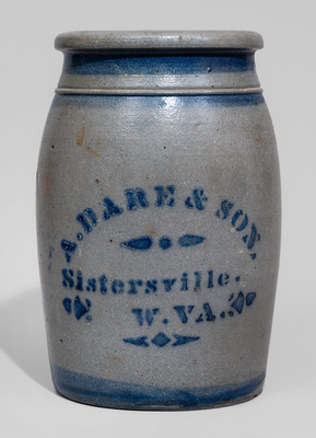 Scarce Sistersville, WV Stoneware Advertising Jar, c1875