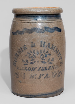 Extremely Rare Willow Island, WV Stoneware Advertising Jar, c1875