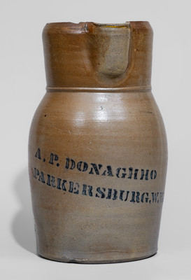 Small-Sized A.P. DONAGHHO / PARKERSBURG, W.VA Stoneware Pitcher