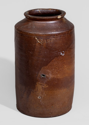 Stoneware PEARS Jar attrib. Clarkson Crolius, Sr., New York City, early 19th century