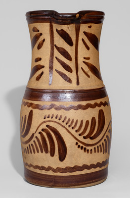 Large-Sized New Geneva or Greensboro, PA Tanware Pitcher, c1885