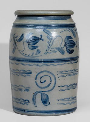 Fine Two-Gallon Western Pennsylvania Stoneware Jar w/ Elaborate Freehand Cobalt Decoration