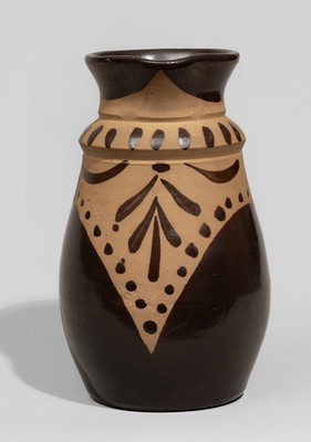 Unusual Tanware Pitcher, New Geneva or Greensboro, PA origin, c1885