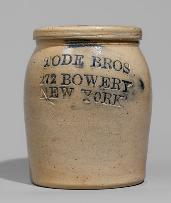 Small-Sized TODE BROS / 272 BOWERY / NEW YORK Stoneware Jar