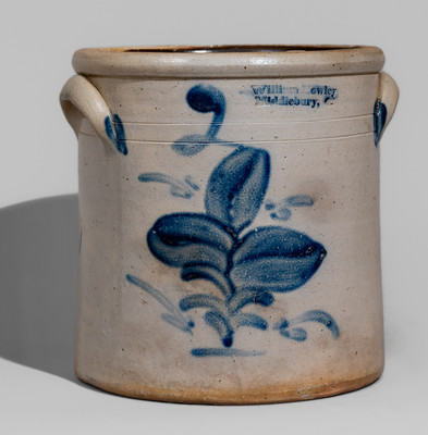Rare Two-Gallon William Rowley / Middlebury, Ohio Stoneware Crock