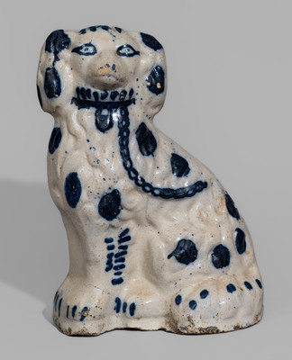 Cobalt-Decorated Ohio Stoneware Figure of Spaniel, late 19th century