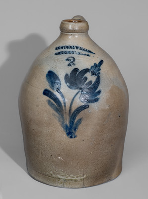 Two-Gallon COWDEN & WILCOX / HARRISBURG, PA Stoneware Jug w/ Floral Decoration