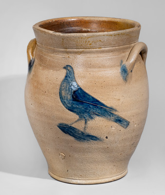 Fine Albany, NY Area Stoneware Jar w/ Incised Bird and Floral Decorations, early 19th century