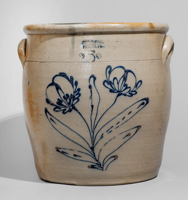 Five-Gallon EVAN R. JONES / PITTSTON, PA Stoneware Jar , c1875