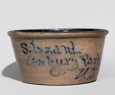Very Rare Half-Gallon Asbury Park, NJ Stoneware Advertising Bowl, attrib. Union Pottery, Newark