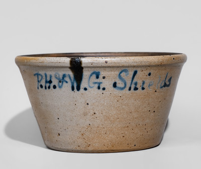 Rare Half-Gallon Paterson, NJ Stoneware Advertising Bowl, attrib. Union Pottery, Newark
