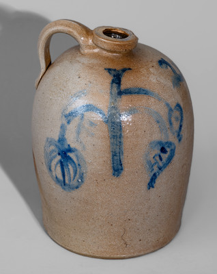 Two-Gallon Ohio Stoneware Jug w/ Cobalt Apple Decoration, c1870