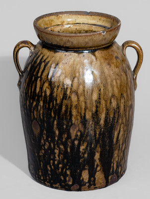 Crawford County, GA Open-Handled Alkaline-Glazed Stoneware Jar, second half 19th century