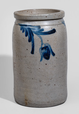 Baltimore Stoneware Jar w/ Cobalt Floral Decoration, c1860