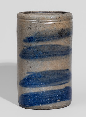 Western Pennsylvania Stoneware Canning Jar w/ Cobalt Stripe Decoration, c1880