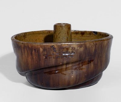 JOHN W. BELL / Waynesboro, Pa. Manganese-Decorated Redware Cake Mold