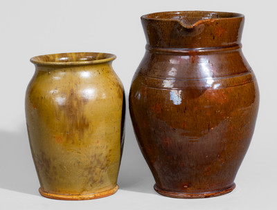 Two Pieces of Redware, Stahl Pottery, Lehigh County, PA, second quarter 20th century