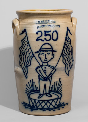 Patriotic Stoneware Jar by Jerry Beaumont, Sunnybrook, MD Commemorating AMERICA 250