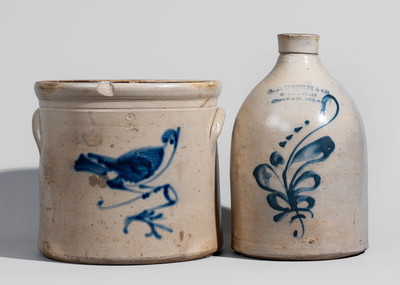 Two Pieces of Cobalt-Decorated Northeastern U.S. Stoneware