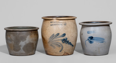 Three Pennsylvania Stoneware Jars, second half 19th century