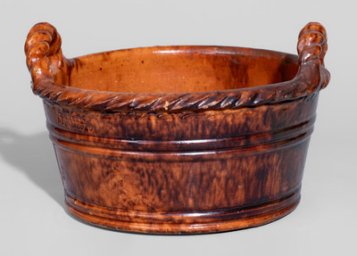 JOHN BELL / WAYNESBORO, Pennsylvania Manganese-Decorated Redware Tub