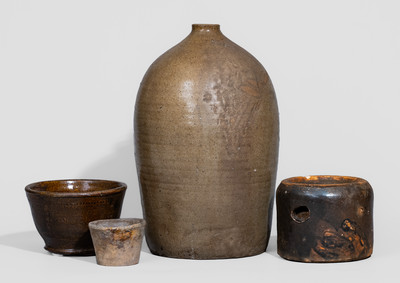 Four Pieces of Stoneware, Edgefield District, SC origin, 19th century