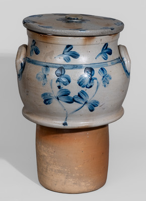 Four-Gallon Cobalt-Decorated Baltimore, MD Stoneware Filter w/ Lid