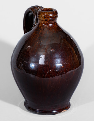 Rare Great Road Manganese-Glazed Redware Jug, Southwestern VA, possibly Buck Family, Wythe County