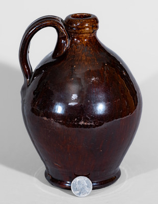 Rare Great Road Manganese-Glazed Redware Jug, Southwestern VA, possibly Buck Family, Wythe County
