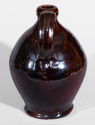 Rare Great Road Manganese-Glazed Redware Jug, Southwestern VA, possibly Buck Family, Wythe County