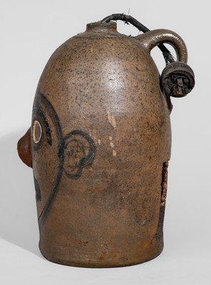 Wonderful Salt-Glazed Stoneware Folk Art Face Lamp, American, circa 1930
