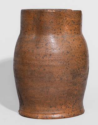 Extremely Rare Stoneware Pitcher w/ Incised Figural Decoration, Inscribed "WW," possibly Wm. Weaver, Knoxville, TN