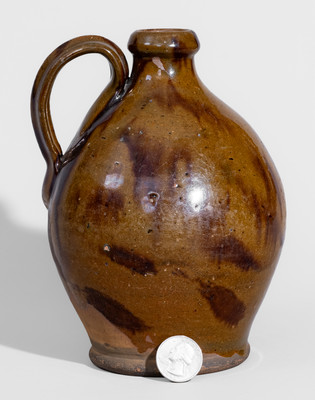 Rare Manganese-Decorated Redware Jug, probably Tennessee, possibly Benjamin Wine
