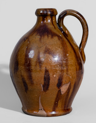 Rare Manganese-Decorated Redware Jug, probably Tennessee, possibly Benjamin Wine