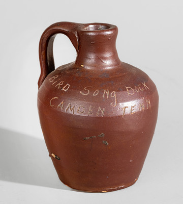 Glazed Stoneware Souvenir Jug, Inscribed "BiRD SONg DOCK / CAMDEN TENN"