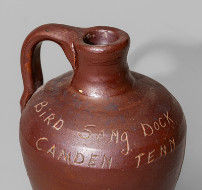 Glazed Stoneware Souvenir Jug, Inscribed "BiRD SONg DOCK / CAMDEN TENN"