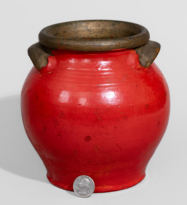 Small-Sized Painted Tennessee Redware Jar, possibly Carter County