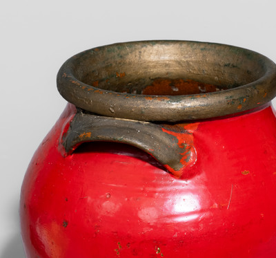 Small-Sized Painted Tennessee Redware Jar, possibly Carter County